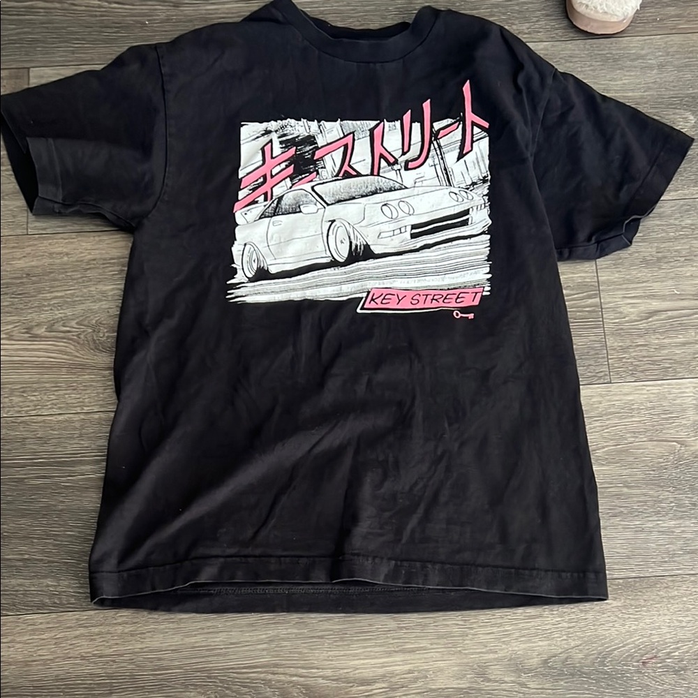 Black Graphic Tee with Car Design